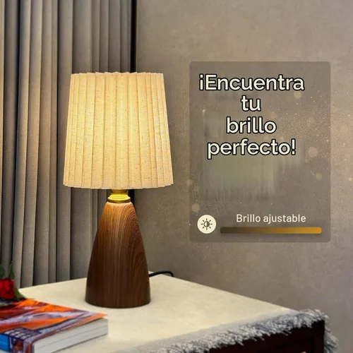 Vista 3 de Juego de 2 lámparas de mesa plisadas pequeñas para dormitorio, mini lámparas de noche para mesita de noche con pantalla redonda de lino de tela