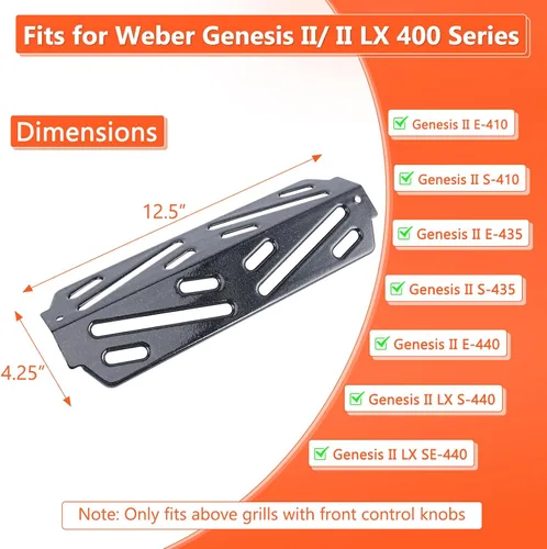 Vista 2 de QuliMetal Deflectores de Calor para Parrilla para Weber GS4 Genesis II E-410, E-415, E-435, Piezas de Parrilla para Parrillas de Gas Weber Genesis