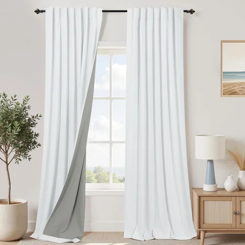 Vista 33 de KOUFALL - Cortinas de medio estilo francés de lino para ventana, juego de 2 cortinas cortas de 40 pulgadas de longitud, para privacidad, cortinas