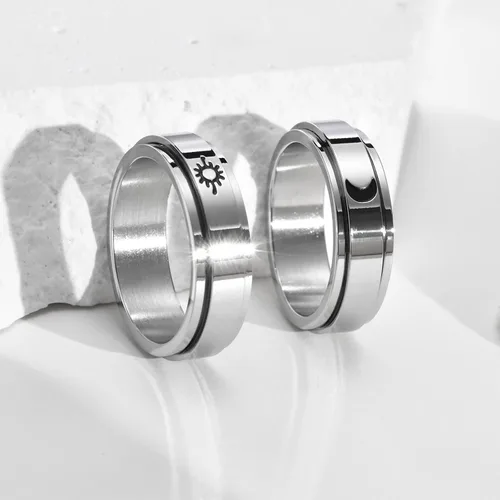 Vista 3 de Anillos personalizados para parejas, grabado personalizado de tungstenoacero inoxidable para él y ella, juego de anillos de boda para hombres