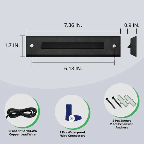 Vista 6 de GKOLED Paquete de 2 luces LED lineales de bajo voltaje de 9-15 V CA/CC, luz de escalera de corte de paisaje de 2 W, accesorios de iluminación