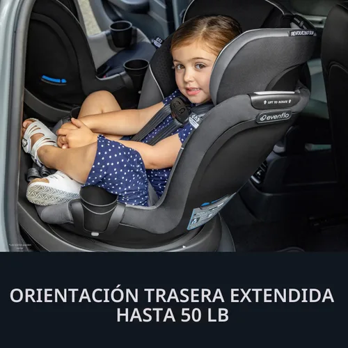 Vista 5 de Evenflo Revolve360 Slim 2-en-1 Asiento rotacional para auto con cubierta de limpieza rápida (Negro Salem)