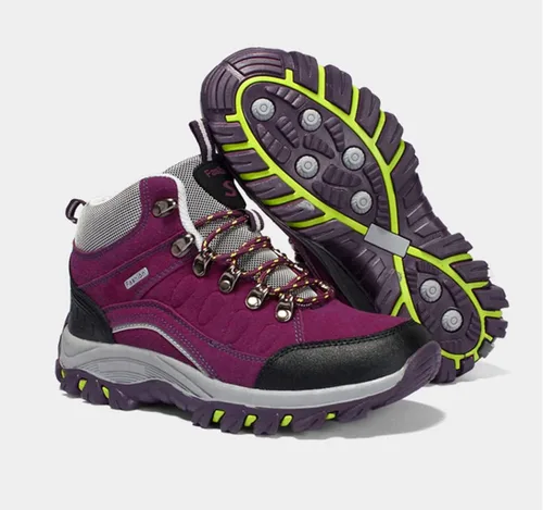 Vista 3 de Eribby Botas de senderismo para mujer, impermeables, antideslizantes, para escalada, senderismo, al aire libre