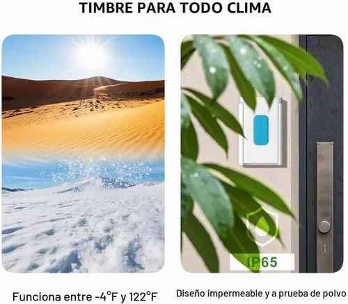 Vista 6 de Timbre inalámbrico con luz nocturna y 2 tomas de corriente, alcance de 1300 pies, impermeable, modo de no molestar, sin instalación de perforación