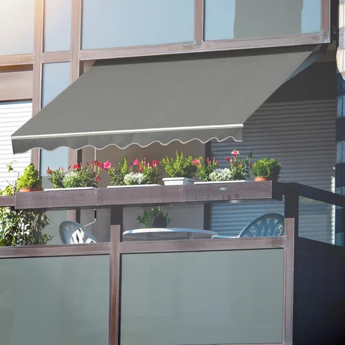 Vista 11 de MUPATER Toldo retráctil de 10 x 8 pies para patio, refugio al aire libre para terraza con manivela manual, proyección de 96 pulgadas, beige