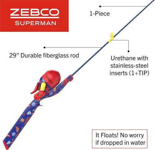 Vista 2 de Zebco Youth Floating Spincast Reel and Fishing Rod Combo, Pre-Spooled with 6-Pound Cajun Line