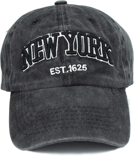 Vista 8 de Sombrero de béisbol New York Distressed-Adjustable Strapback - Sombrero de sarga lavada unisex, talla única
