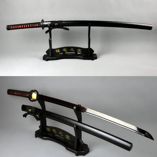 Vista 2 de Espada de espiga completa hecha a mano de 41 pulgadas, katana japonesa de espiga completa forjada a mano, espada samurái de combate real, espada