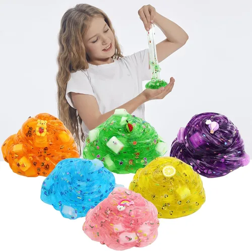 Vista 5 de UIVIEHIR Kit de Slime Transparente Jelly Cube de 8 Paquetes para Niños, Slime Crujiente, Juguete Antiestrés, Obsequios de Fiesta para Niñas y Niños