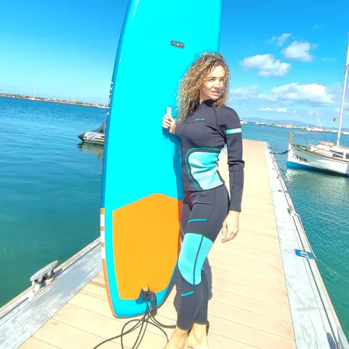 Vista 3 de GoldFin Pantalones de neopreno para mujer, 2 mm. Pantalones de neopreno para mantener el calor para aeróbicos acuáticos, natación, surf, buceo, kayak