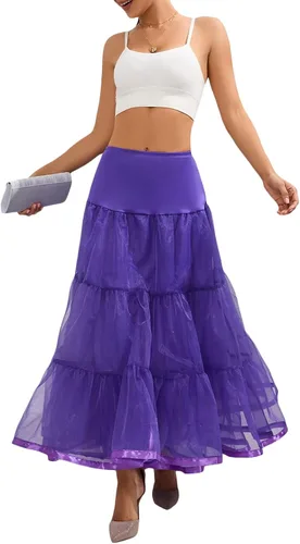 Vista 2 de Enaguas hasta el tobillo para mujer, falda de tul con tutú hinchado para boda, media abertura, falda de tul para vestido formal