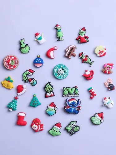 Vista 5 de 30 dijes de Navidad para zapatos, lindos dijes de Navidad de dibujos animados para zueco y pulsera para niños, niñas, niños y adultos, regalos