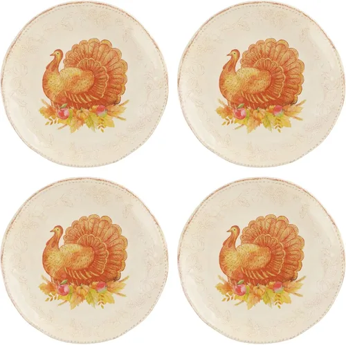 Vista 8 de UP ware - Juego de vajilla de melamina de pavo con purpurina de 16 piezas, juego de platos para exteriores, juegos de platos y cuencos, decoraciones
