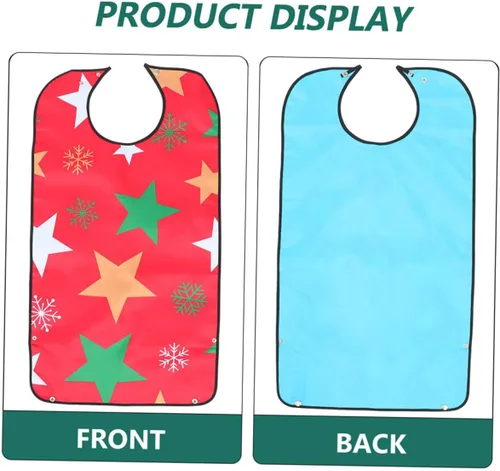 Vista 6 de Healifty 2 baberos de Navidad para adultos mayores protectores de alimentación ajustables diseño festivo árbol de Navidad de Papá Noel para uso a