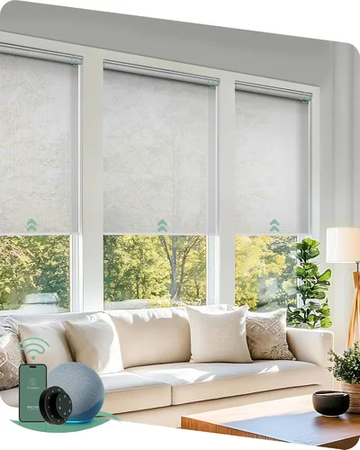 Vista 16 de Yoolax Persianas motorizadas con control remoto, persianas inteligentes opacas para ventanas, persianas enrollables motorizadas, persianas