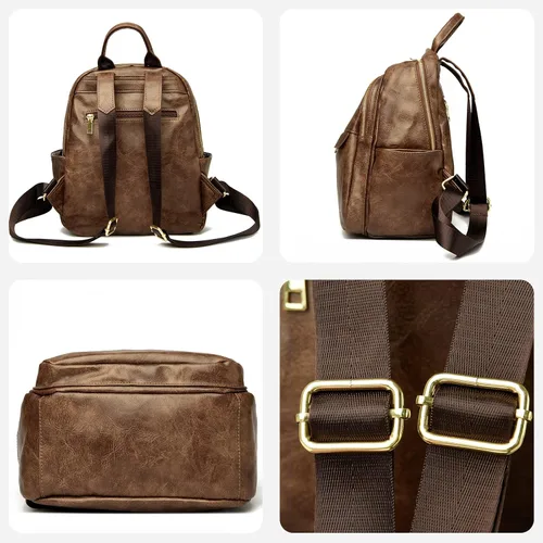 Vista 4 de ZOCILOR Mochila de moda para mujer, diseño multiusos, bolsos convertibles y bolsa de hombro, Camello