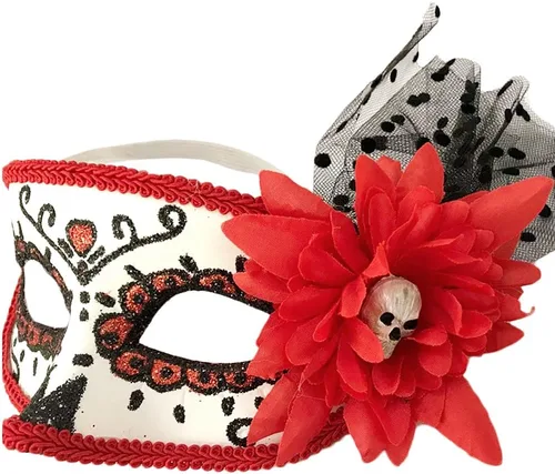 Vista 2 de KEPATO Ferytyj - Máscaras del Día de los Muertos para mascarada, Mardi Gras, máscara de mascarada para mujeres, máscara del Día de los Muertos
