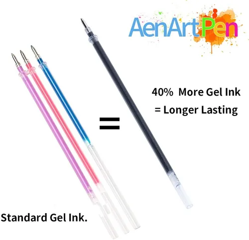 Vista 4 de Bolígrafo de gel con brillo con punta fina, con 40% más de tinta, para libros para colorear de adultos, dibujar y garabatear (24 colores)