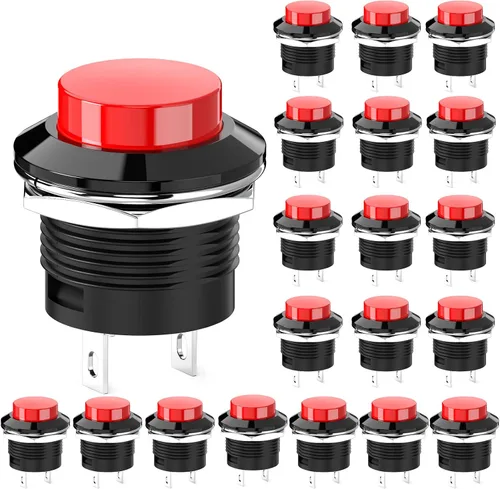 Vista 9 de Interruptor de botón momentáneo, mini interruptor redondo sin bloqueo AC 250 V/3 A CA 125 V/6 A, tapa negra de apagado (20 piezas)
