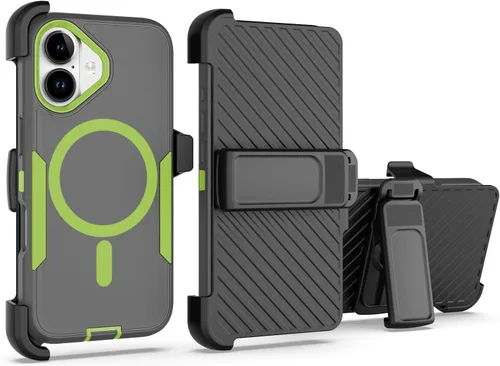 Vista 37 de Funda diseñada para iPhone 16 Pro, magnética, doble protección, resistente y duradera, compatible con MagSafe, clip trasero desmontable, a prueba