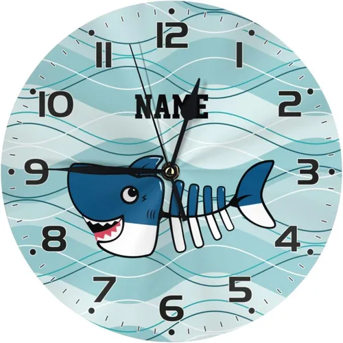 Vista 9 de Reloj de pared personalizado con diseño de planeta y galaxia para habitación de niños, reloj de pared personalizado con nombre de niño, regalo
