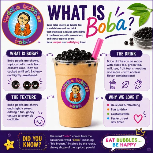 Vista 5 de Buddha Bubbles Boba - Mezcla de bebida en polvo prémium con forma de boba y té de burbujas (2.2 libras / 2.2 lbs)