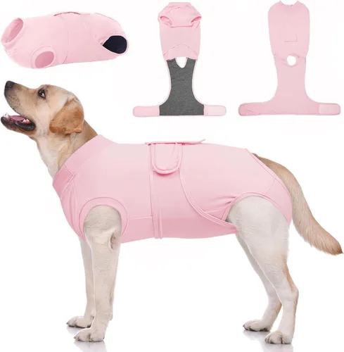 Vista 40 de Kuoser Traje de cirugía para perro, cómodo traje de recuperación para perras, mameluco protector posoperatorio, alternativa suave al cuello E