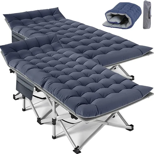Vista 28 de Slsy Catre de camping plegable para adultos con almohadilla, catres de dormir portátiles acolchados, cama de campamento con bolsa de transporte
