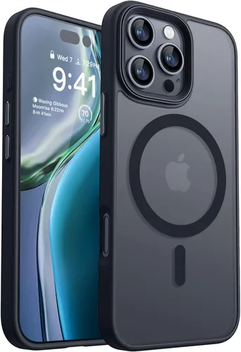 Vista 19 de CANSHN Funda magnética transparente compatible con iPhone 15 Pro [Compatible con Magsafe] [No amarillea] Funda protectora delgada y fina a prueba