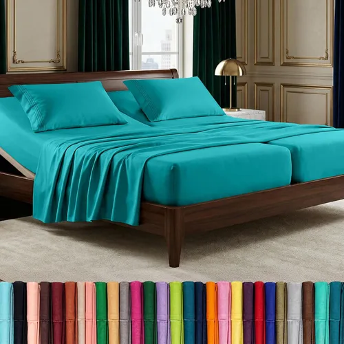Vista 63 de Elegant Comfort Lujoso juego de sábanas de microfibra de alta calidad 1500 hoteleras bordadas de tres líneas más suaves de 4 piezas, resistente a