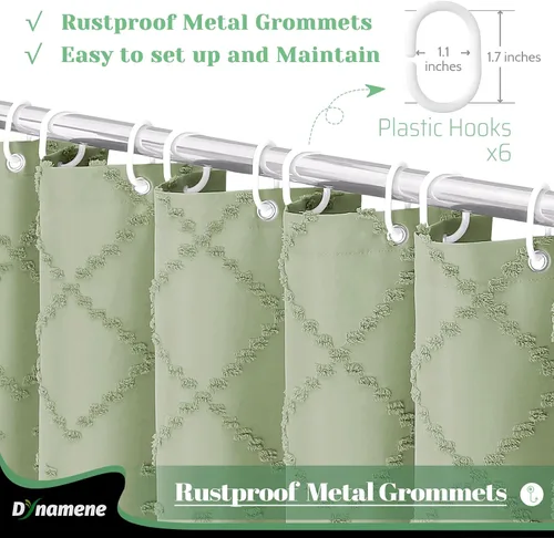 Vista 6 de Dynamene Cortina de ducha de tela de 36 x 72 pulgadas, diseño bohemio, geométrico, a rayas, para baño, juego de cortina de ducha estrecha gruesa