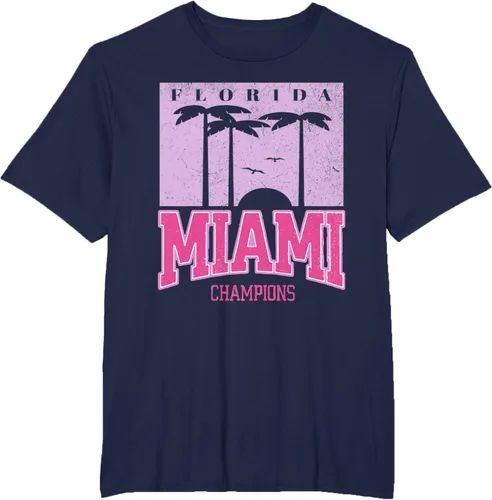 Vista 13 de MIAMI Beach Sunset Camiseta Florida Miami Palm Trees Camiseta Camiseta, Negro