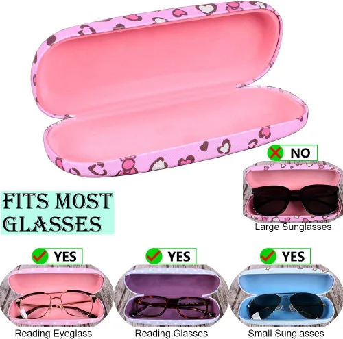 Vista 4 de Cute Stylish Hard Shell Eyeglasses Cases Protective Case Storage Box With Glasses Cloth Eyeglass Strap for Girl Teen