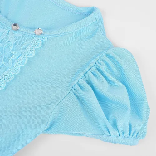 Vista 6 de Melaura Disfraz de princesa azul para niñas vestido de fiesta de manga abombada para Halloween cumpleaños cosplay