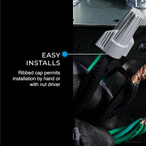 Vista 4 de Ideal - Conector de cable eléctrico (30-342), caja de 50 tuercas de alambre roscadas suaves para 16 a 6 AWG con alas barridas
