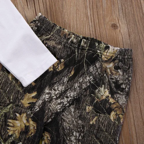 Vista 4 de Conjunto de ropa de manga larga con letras de ciervo para recién nacidos y niños