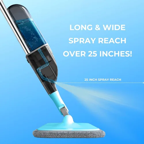 Vista 4 de True & Tidy® SPRAY-250 - Mopa rociadora multisuperficie con botella de agua recargable para limpieza de pisos, funciona en madera, azulejos, mármol
