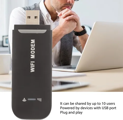 Vista 2 de Enrutador 4G, enrutador portátil 4G LTE, punto de acceso móvil hasta 10 usuarios, módem USB 4G Plug and Play con ranura para tarjeta SIM