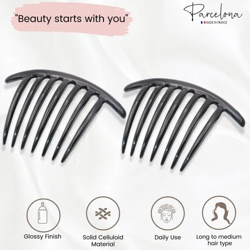 Vista 2 de Parcelona French Twist - Juego de 2 peines de celuloide de 4 pulgadas (4.0 in), flexibles, duraderos, antideslizantes, accesorios para el cabello
