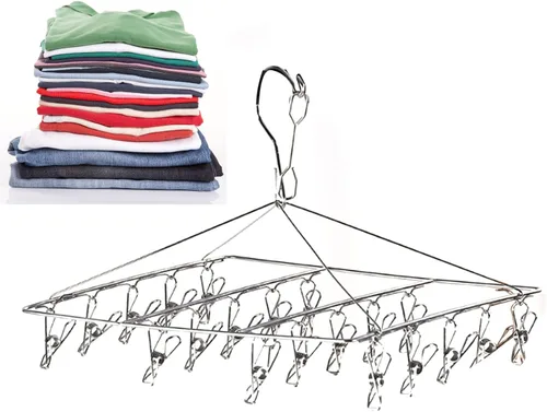 Vista 2 de MOTUZP Percha de secado de ropa de acero inoxidable con clip y goteo, a prueba de viento, percha de ropa para ropa interior, calcetines, sombrero