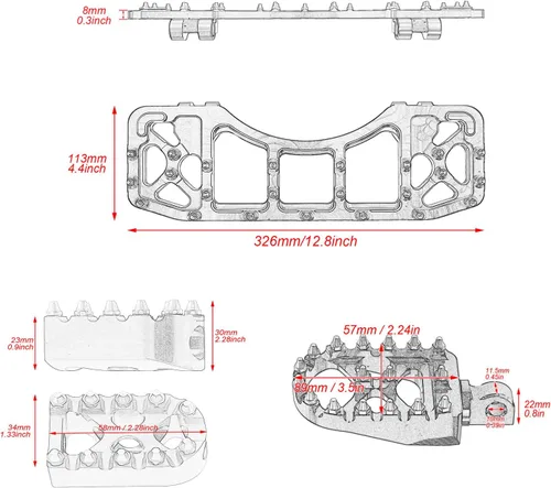 Vista 6 de Juego de tablas de suelo para conductor, estribos delanteros y traseros, MX Wide Offroad CNC Pedal de freno apto para Harley Touring Road Glide