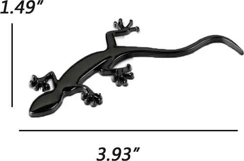 Vista 3 de Gecko - Emblema de metal, 2 calcomanías 3D de decoración de animales, decoración de cola trasera (gecko negro)