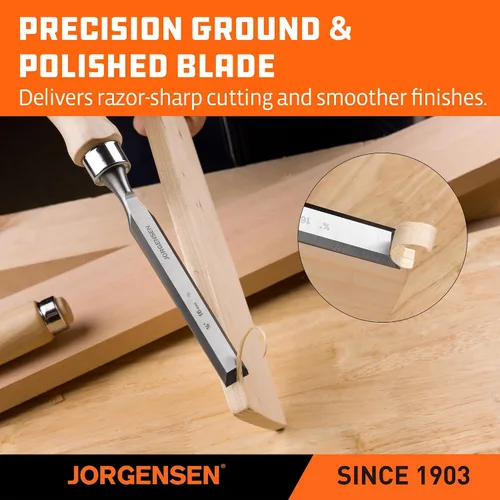 Vista 4 de Jorgensen Juego de cinceles de madera de 6 piezas, 1/4", 3/8", 1/2", 5/8