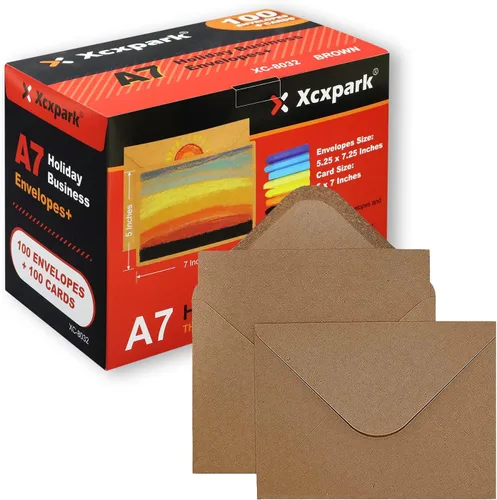 Vista 17 de Xxcxpark 100 unidades de sobres de invitación imprimibles A6 4.75x6.5 pulgadas, sobres autoadhesivos de 120GSM de papel kraft marrón