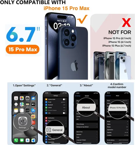 Vista 2 de Funda compatible con iPhone 15 Pro Max con protector de lente de cámara para mujeres y niñas, cubierta de lujo galvanizada con purpurina