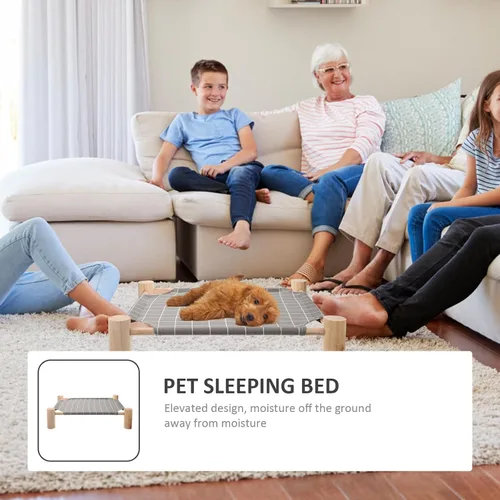 Vista 6 de Toddmomy Portable Raised Dog Bed Washable Small Pet Camp Bed with Wooden Rack Breathable Design for Indoor Cats and Dogs All-Season Use