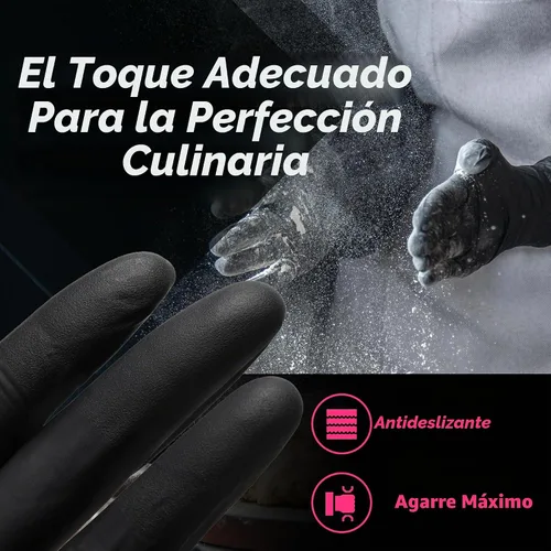 Vista 4 de MAMISON Black Nitrile Disposable Gloves, Powder-Free, Latex-Free, 4 Mil, 100 Count, Food Safe, BBQ, Kitchen, Cooking