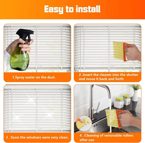 Vista 6 de Juego de 4 herramientas de limpieza veneciana para ventanas con 7 dedos 4 unidades - naranja