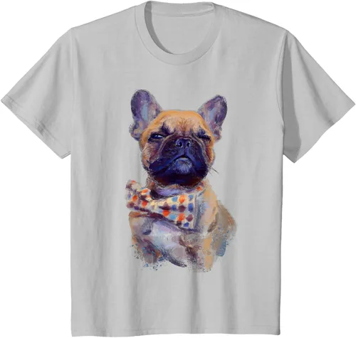 Vista 22 de Camiseta de bulldog francés con estampado realista, artística de bulldog francés, Negro, S