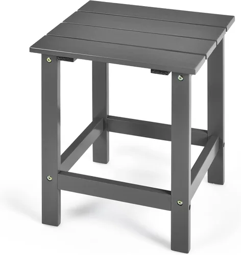 Vista 13 de Giantex Mesa auxiliar para exteriores, mesa auxiliar cuadrada de madera de 15 pulgadas con diseño de rejillas, construcción resistente, fácil